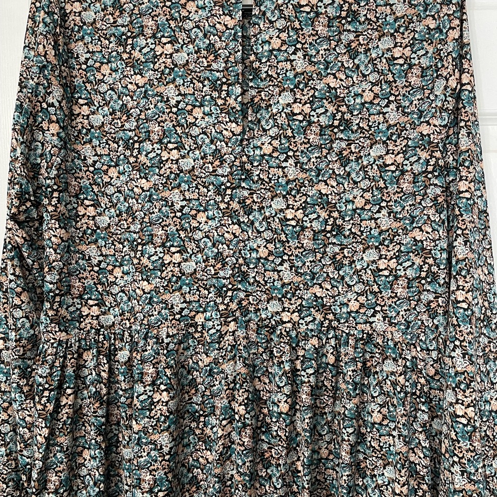 Brave Soul Floral Long Sleeve Dress - Black and Pink and Teal This is a maxi - Picture 2 of 4